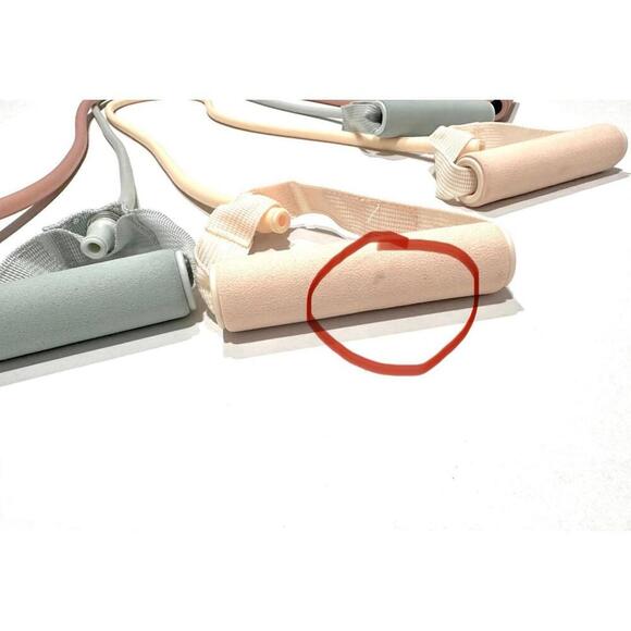 Blogilates Resistance Bands with Handles Stretch Pink Peach Blue Set of 3 - Picture 3 of 11